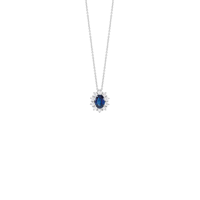 Collana Oro Bianco Diamanti Zaffiro Salvini Collezione Love For Color