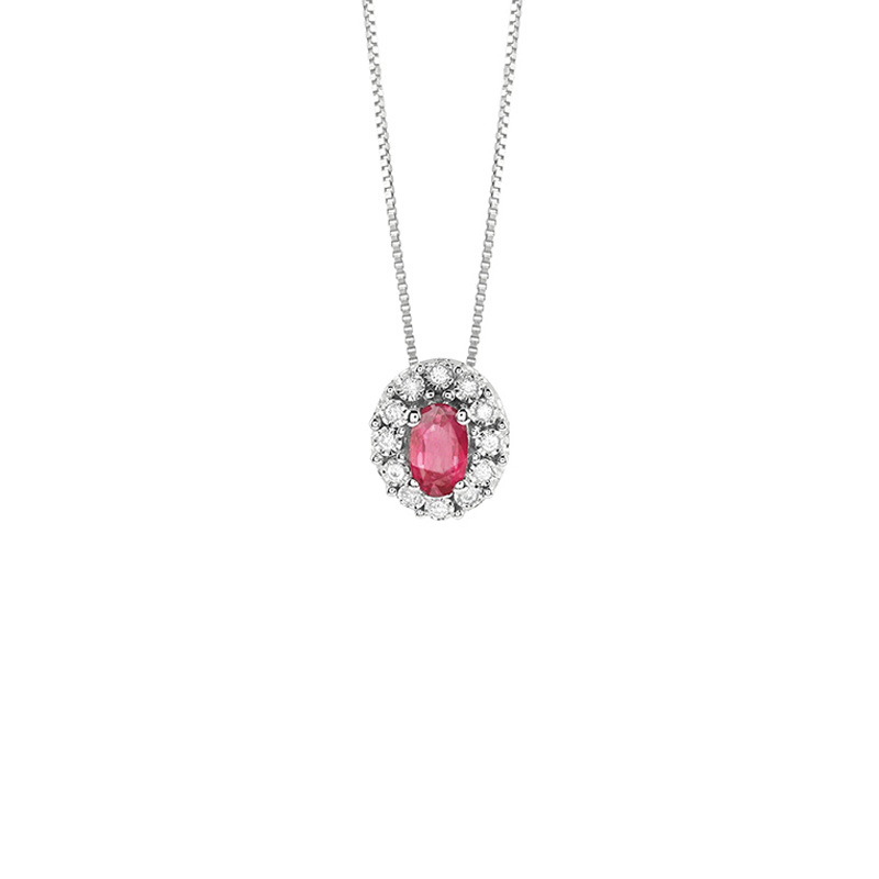 Collana Oro Bianco Diamanti Rubino Bliss Collezione Royale
