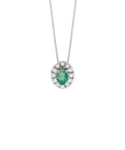 Collana Oro Bianco Diamanti Smeraldo Bliss Collezione Royale
