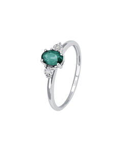 Anello Oro Bianco Diamanti Smeraldo Bliss Collezione Rugiada Color