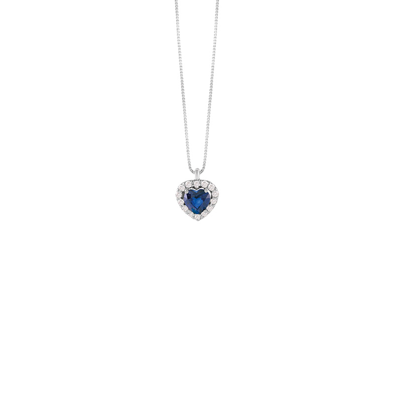 Collana Oro Bianco Diamanti Zaffiro Bliss Collezione Dream Colors