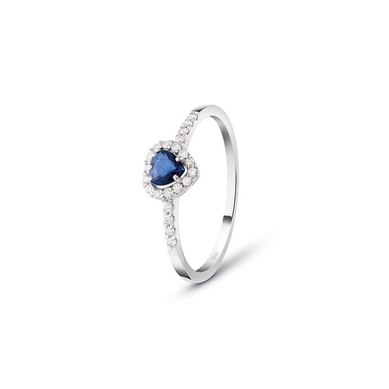 Anello Oro Bianco Diamanti Zaffiro Bliss Collezione Dream Colore
