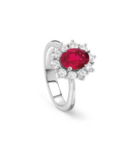 Anello Oro Bianco Diamanti Rubino Salvini Collezione Love For Color