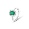 Anello Oro Bianco Diamanti Smeraldo Bliss Collezione Regal