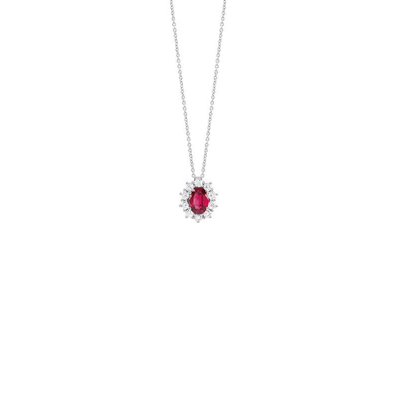 Collana Oro Bianco Diamanti Rubino Salvini Collezione Love For Color