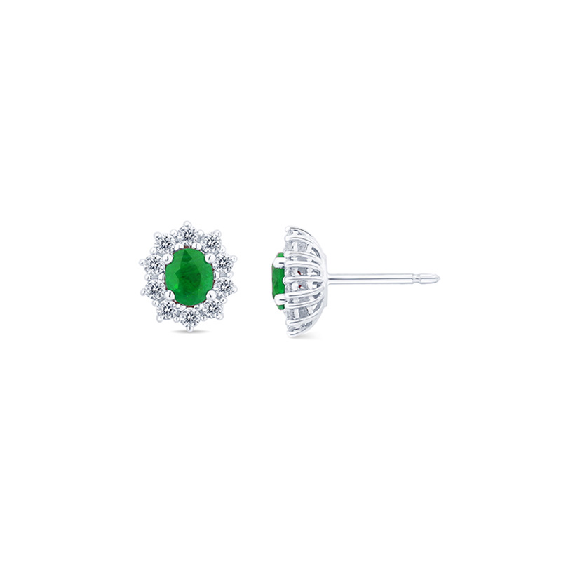 Orecchini Oro Bianco Diamanti Smeraldi Salvini Collezione Love For Color