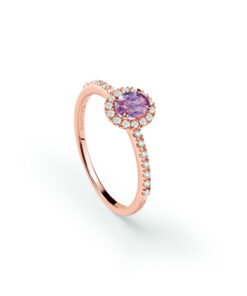 Anello Oro Rosa Diamanti Zaffiro Rosa Salvini Collezione Sorrento