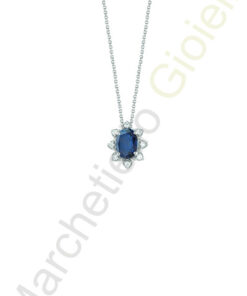Collana Oro Bianco Diamanti Zaffiro Bliss Collezione Vittoria