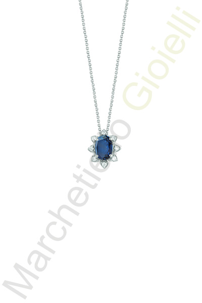 Collana Oro Bianco Diamanti Zaffiro Bliss Collezione Vittoria
