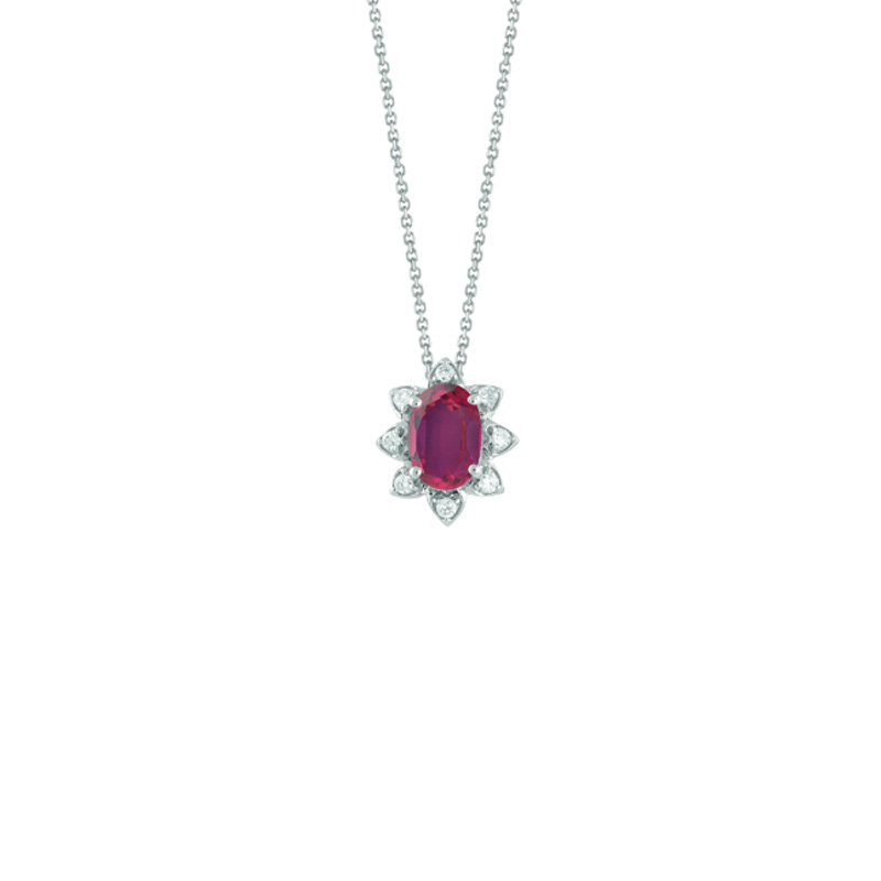 Collana Oro Bianco Diamanti Rubino Bliss Collezione Vittoria
