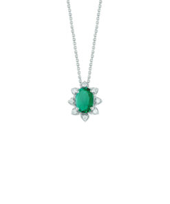 Collana Oro Bianco Diamanti Smeraldo Bliss Collezione Vittoria