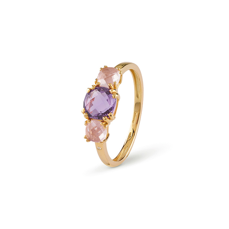 Anello Oro Giallo Ametista Diamanti Bliss Collezione Joy Candy