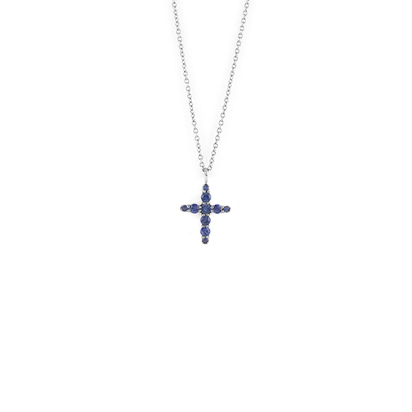 Croce Oro Bianco Diamanti Zaffiri Salvini Collezione Croci