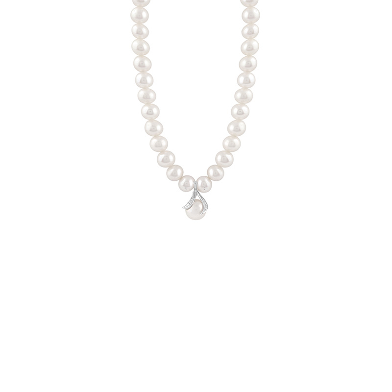 Collana Oro Bianco Diamanti Perla Bliss Collezione Paradise