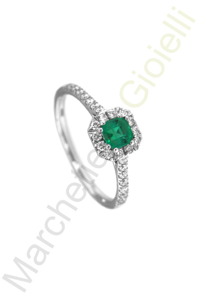 Anello Oro Bianco Diamanti Smeraldo Crieri Collezione Bogotà