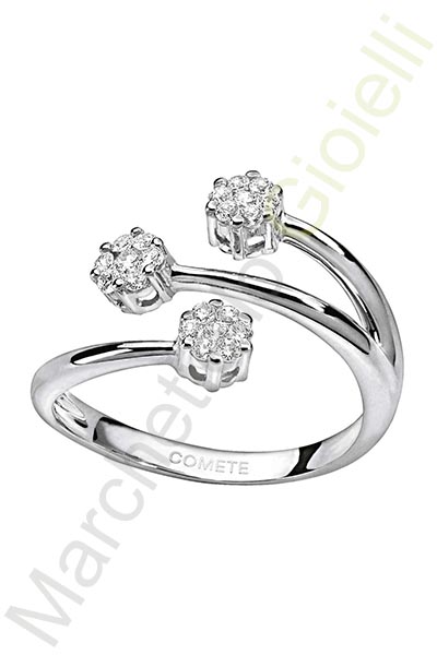 Anello Oro Bianco Diamanti Comete Gioielli Collezione Elegance