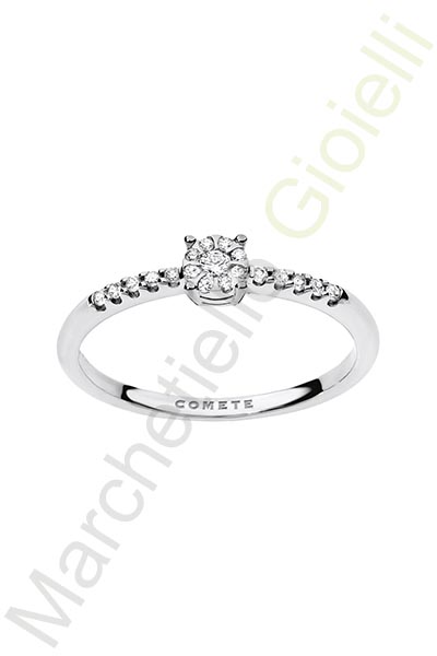 Solitario Oro Bianco Diamanti Comete Gioielli Collezione Elegance