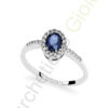 Anello Oro Bianco Diamanti Zaffiro Comete Gioielli Collezione Classic