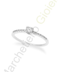 Solitario Oro Bianco Diamanti Comete Gioielli Collezione Classic