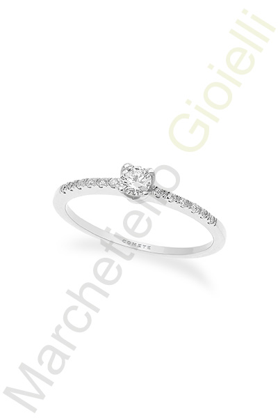 Solitario Oro Bianco Diamanti Comete Gioielli Collezione Classic