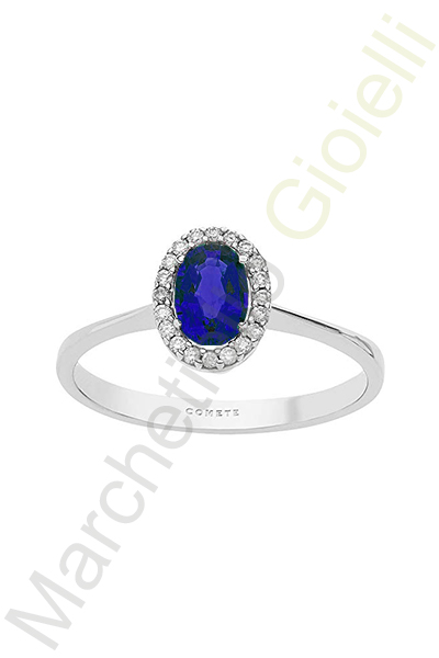 Anello Oro Bianco Diamanti Zaffiro Comete Gioielli Collezione Storia Di Luce
