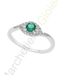 Anello Oro Bianco Diamanti Smeraldo Comete Gioielli Collezione Storia Di Luce
