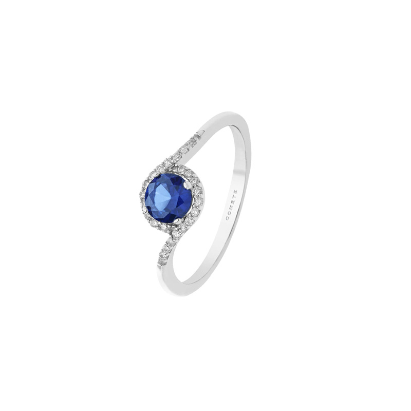 Anello Oro Bianco Diamanti Zaffiro Comete Gioielli Collezione Storia Di Luce