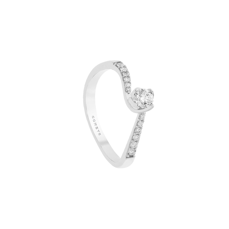 Solitario Oro Bianco Diamanti Comete Gioielli Collezione Petali