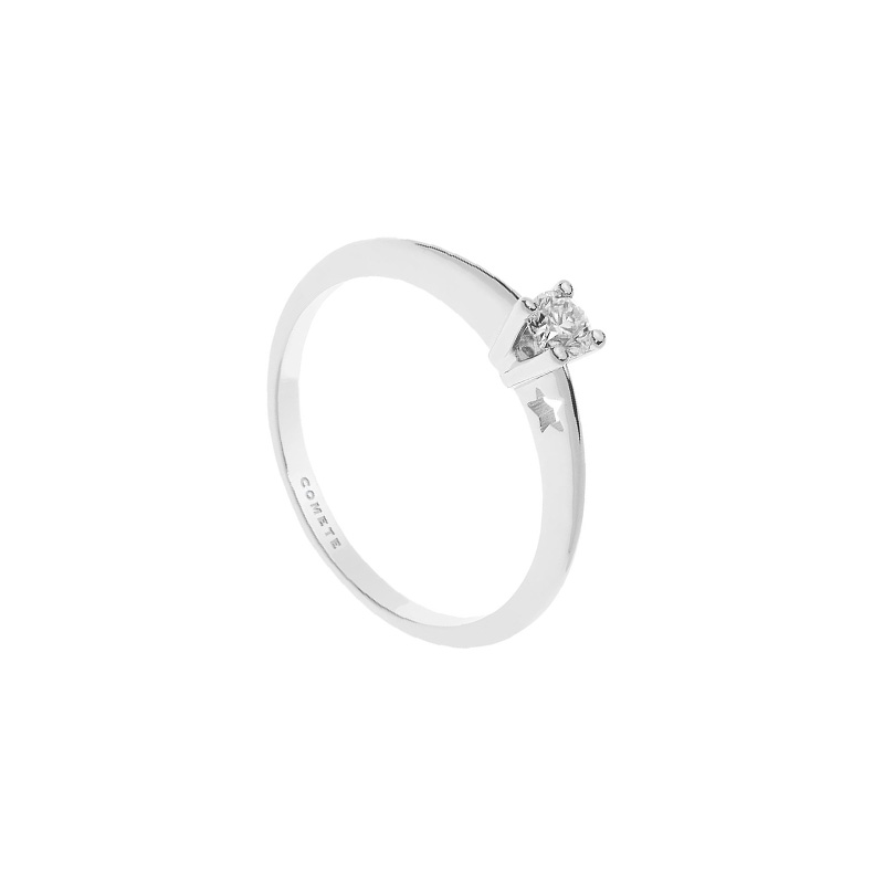 Solitario Oro Bianco Diamanti Comete Gioielli Collezione Stella