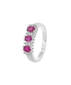 Anello Oro Bianco Diamanti Rubini Comete Gioielli Collezione Duchessa