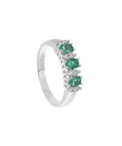 Anello Oro Bianco Diamanti Smeraldi Comete Gioielli Collezione Duchessa