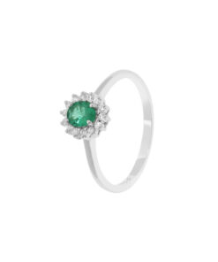 Anello Oro Bianco Diamanti Smeraldo Comete Gioielli Collezione Duchessa