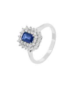 Anello Oro Bianco Diamanti Zaffiro Comete Gioielli Collezione Regina