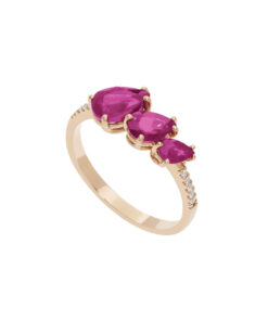 Anello Oro Bianco Diamanti Rubini Comete Gioielli Collezione Gocce Di Stella