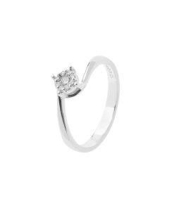 Anello Oro Bianco Diamanti Comete Gioielli Collezione Rose Di Diamanti