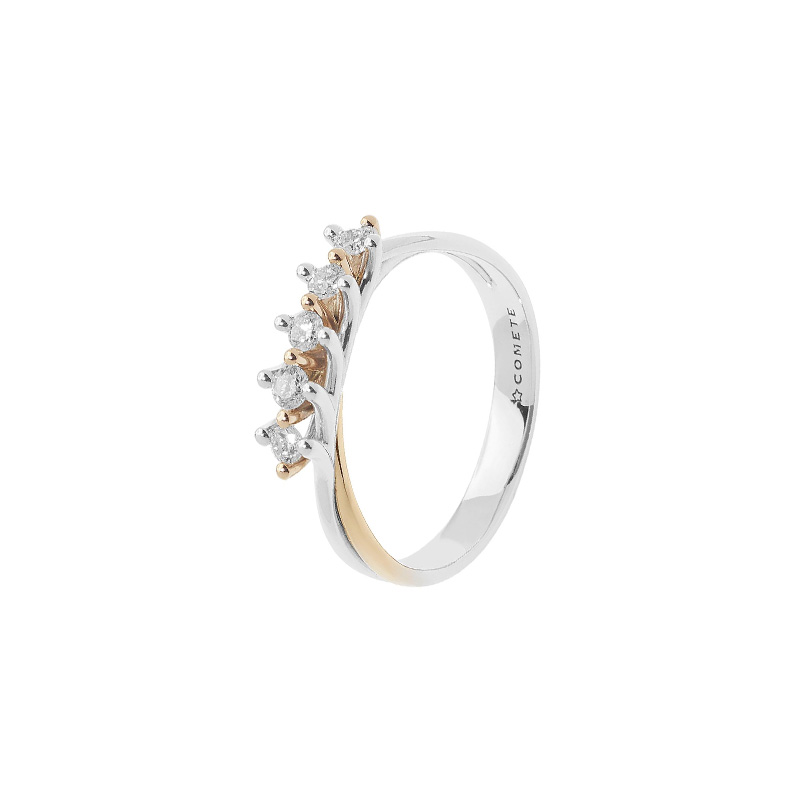 Veretta Oro Bianco Rosa Diamanti Comete Gioielli Collezione Fedine