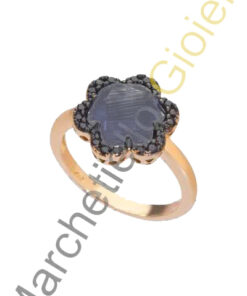 Anello Argento Rosa Zirconi Marcello Pane