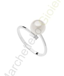 Anello Oro Bianco Diamanti Perla Comete Gioielli Collezione Fantasia Di Perle