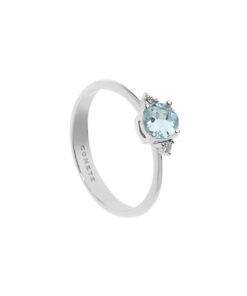 Anello Oro Bianco Diamanti Acquamarina Comete Gioielli Collezione Azzurra