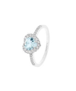 Anello Oro Bianco Diamanti Acquamarina Comete Gioielli Collezione Azzurra
