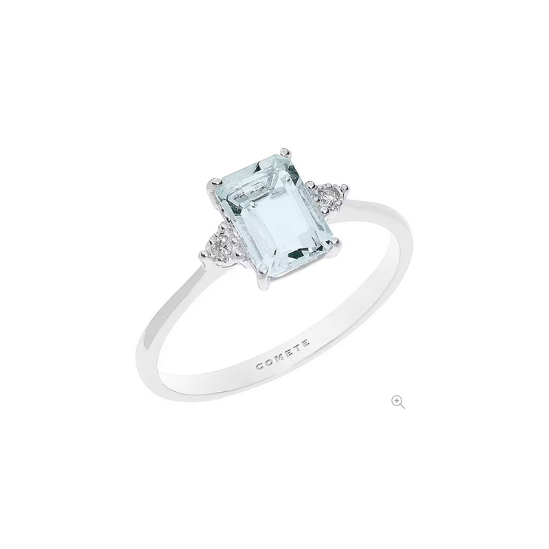 Anello Oro Bianco Diamanti Acquamarina Comete Gioielli Collezione Azzurra