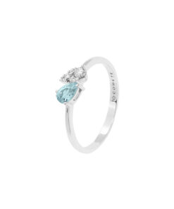 Anello Oro Bianco Diamanti Acquamarina Comete Gioielli Collezione Gocce Di Stella