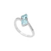 Anello Oro Bianco Diamanti Acquamarina Comete Gioielli Collezione Toi Et Moi