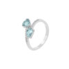 Anello Oro Bianco Diamanti Acquamarina Comete Gioielli Collezione Toi Et Moi