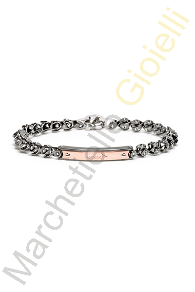 Bracciale Acciaio Ceramica Oro Rosa Diamanti Barakà Collezione Clipper