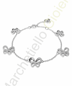 Bracciale Argento Bianco Zirconi Comete Gioielli Collezione Farfalle