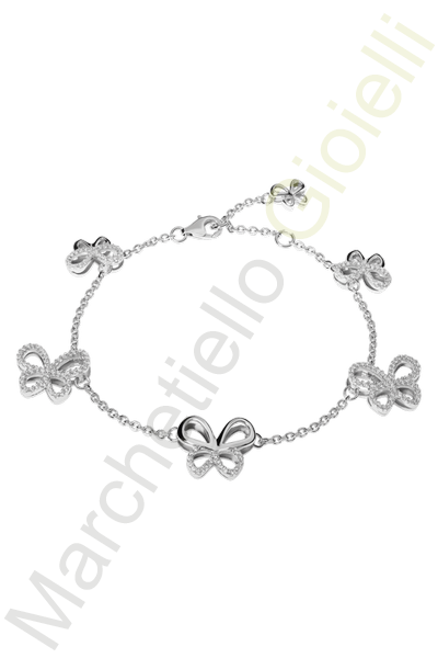 Bracciale Argento Bianco Zirconi Comete Gioielli Collezione Farfalle