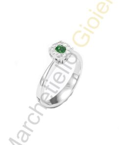 Anello Oro Bianco Diamanti Smeraldo Pontevecchio Collezione Artemide