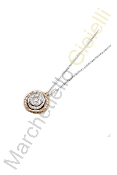 Collana Oro Bianco Rosa Diamanti Pontevecchio Gioielli Collezione Artemide