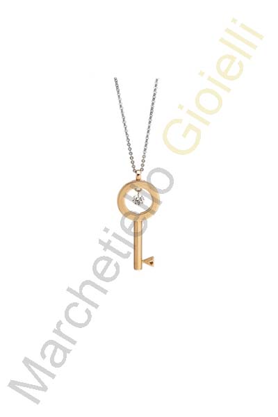 Collana Oro Bianco Rosa Diamanti Pontevecchio Gioielli Collezione Vega